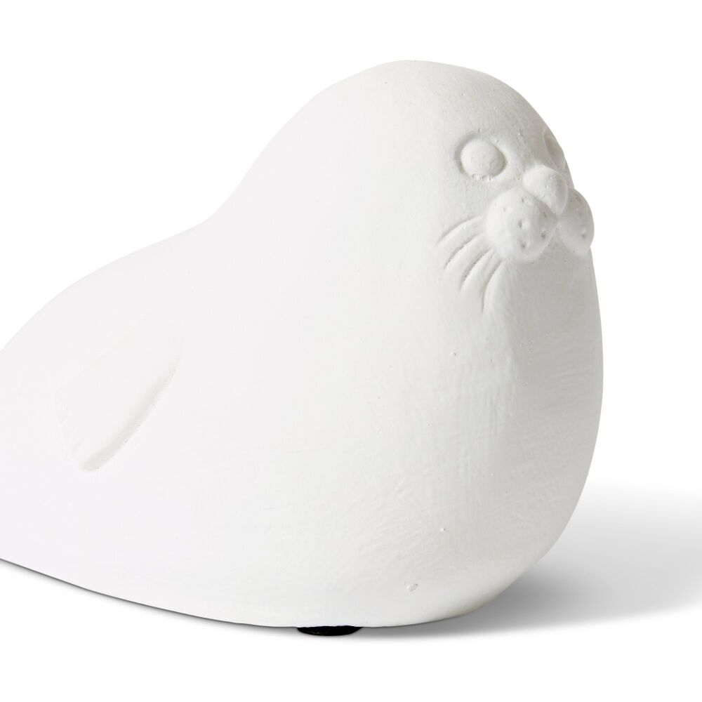 2PK E Style Seal Sculpture Cement White 16x9x10cm Coastal Home Decor