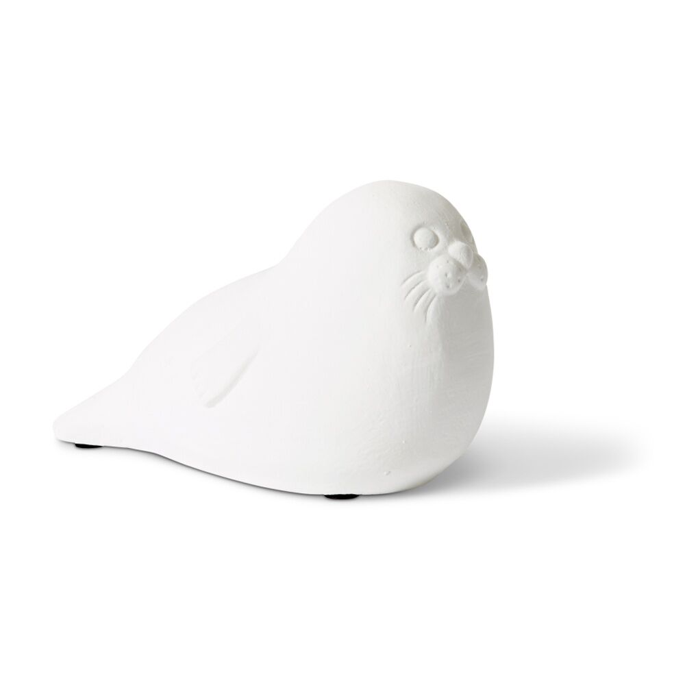 2PK E Style Seal Sculpture Cement White 16x9x10cm Coastal Home Decor