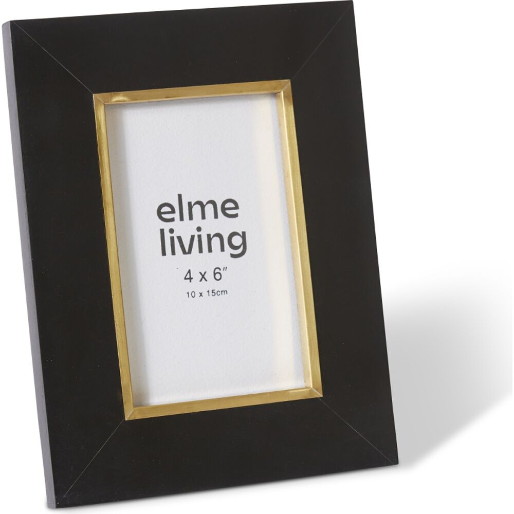 4PK E Style Kissa 4x6in Black Resin Brass Gold Photo Frame Modern Home Decor