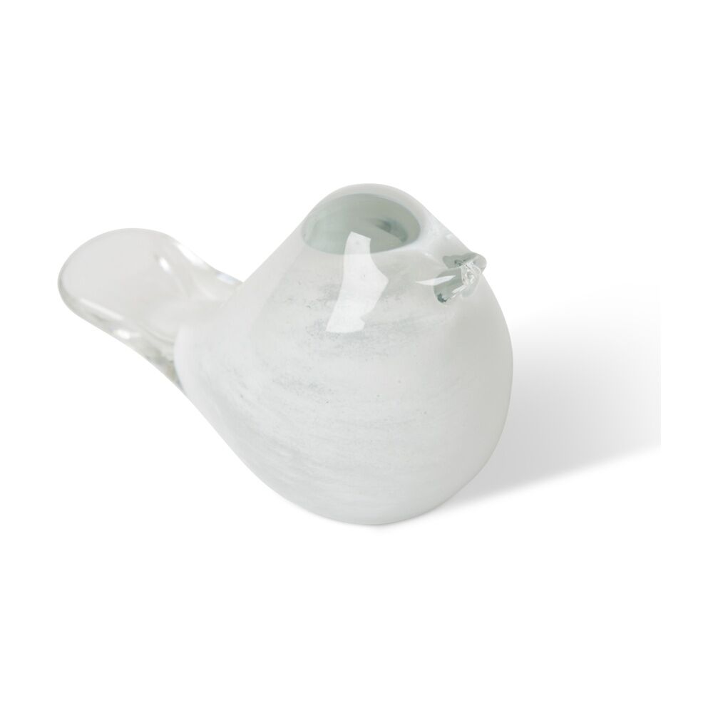 E Style Flynn Glass Bird White Modern Decorative Ornament 12x6x8cm