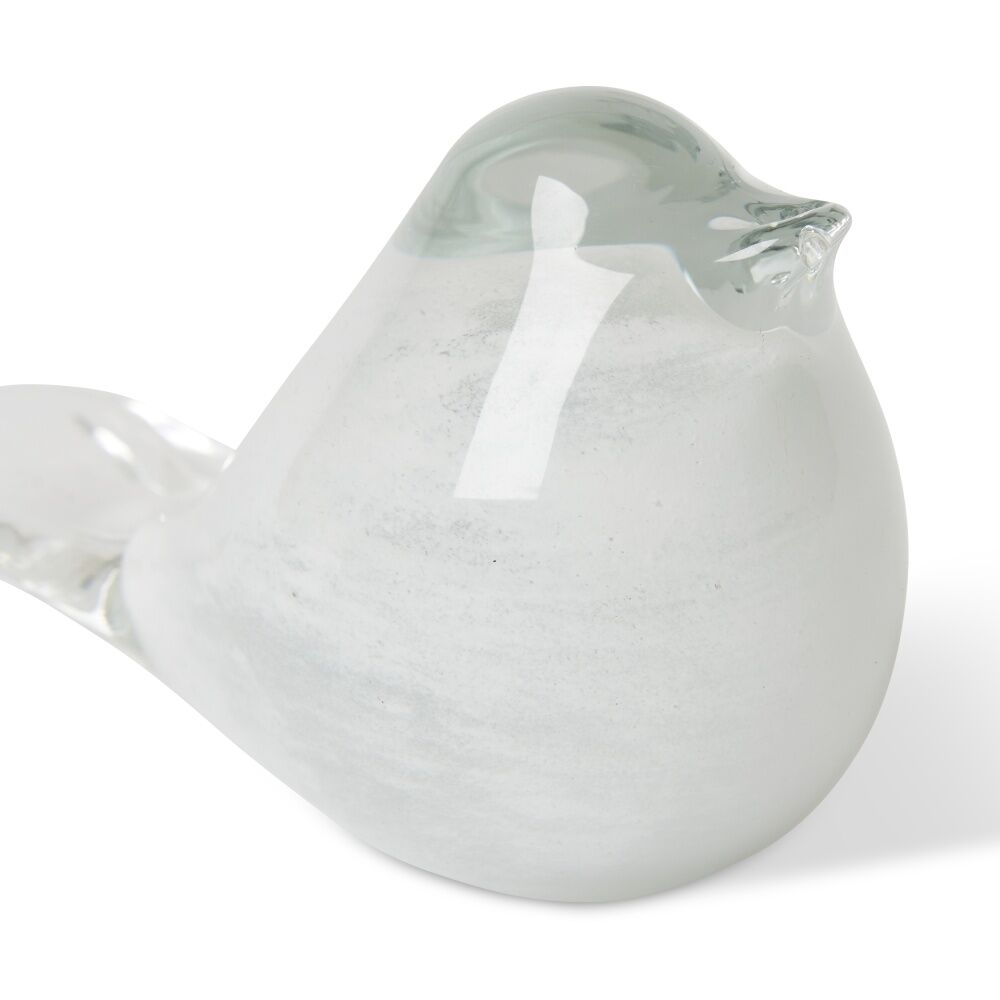 E Style Flynn Glass Bird White Modern Decorative Ornament 12x6x8cm
