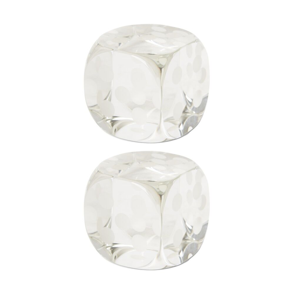 2PK E Style Dice Glass Sculpture Elegant Modern Decorative Art Clear 8x8x8cm