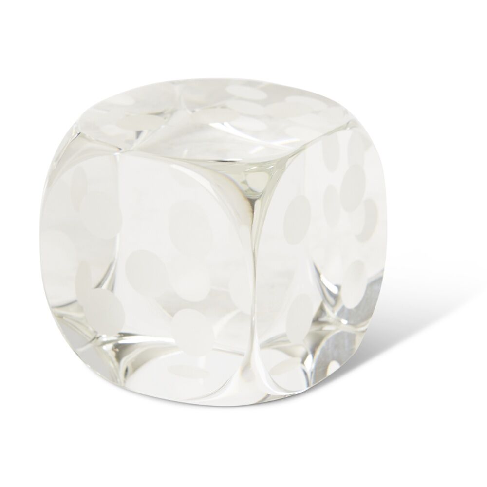 2PK E Style Dice Glass Sculpture Elegant Modern Decorative Art Clear 8x8x8cm
