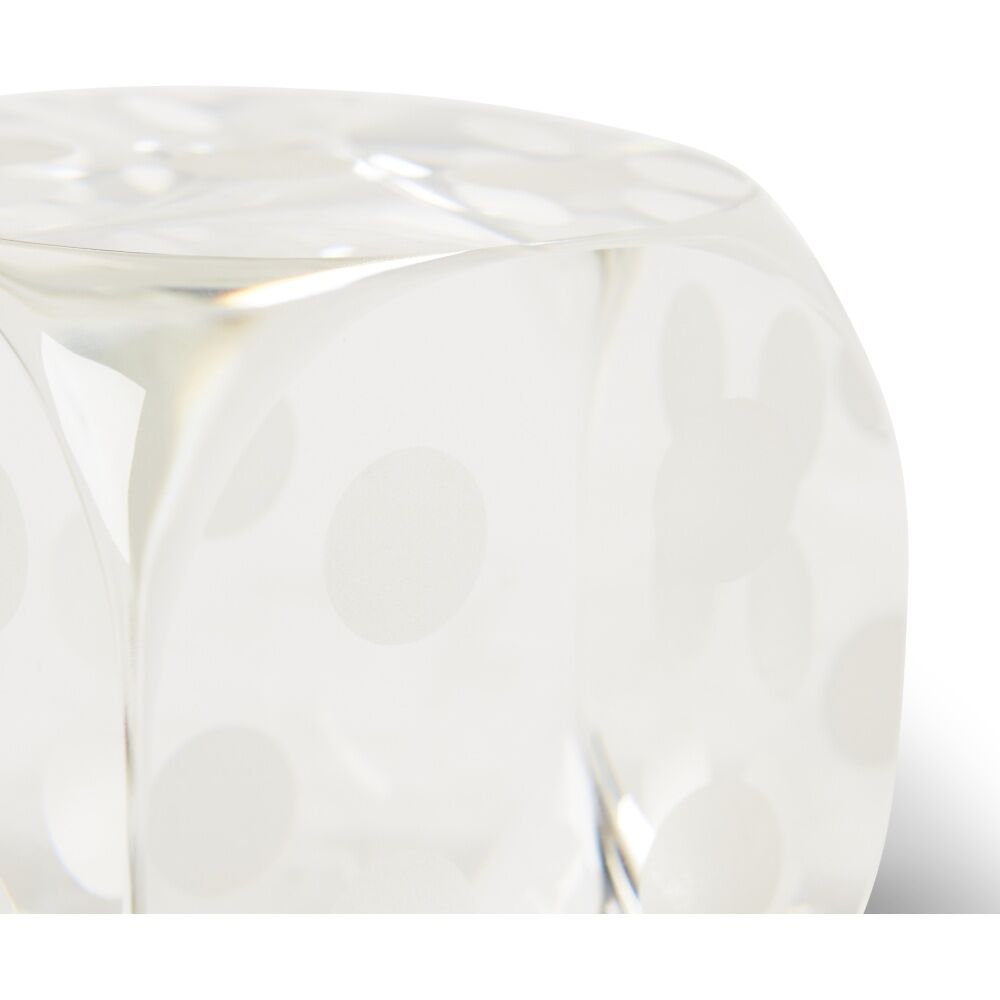 2PK E Style Dice Glass Sculpture Elegant Modern Decorative Art Clear 8x8x8cm