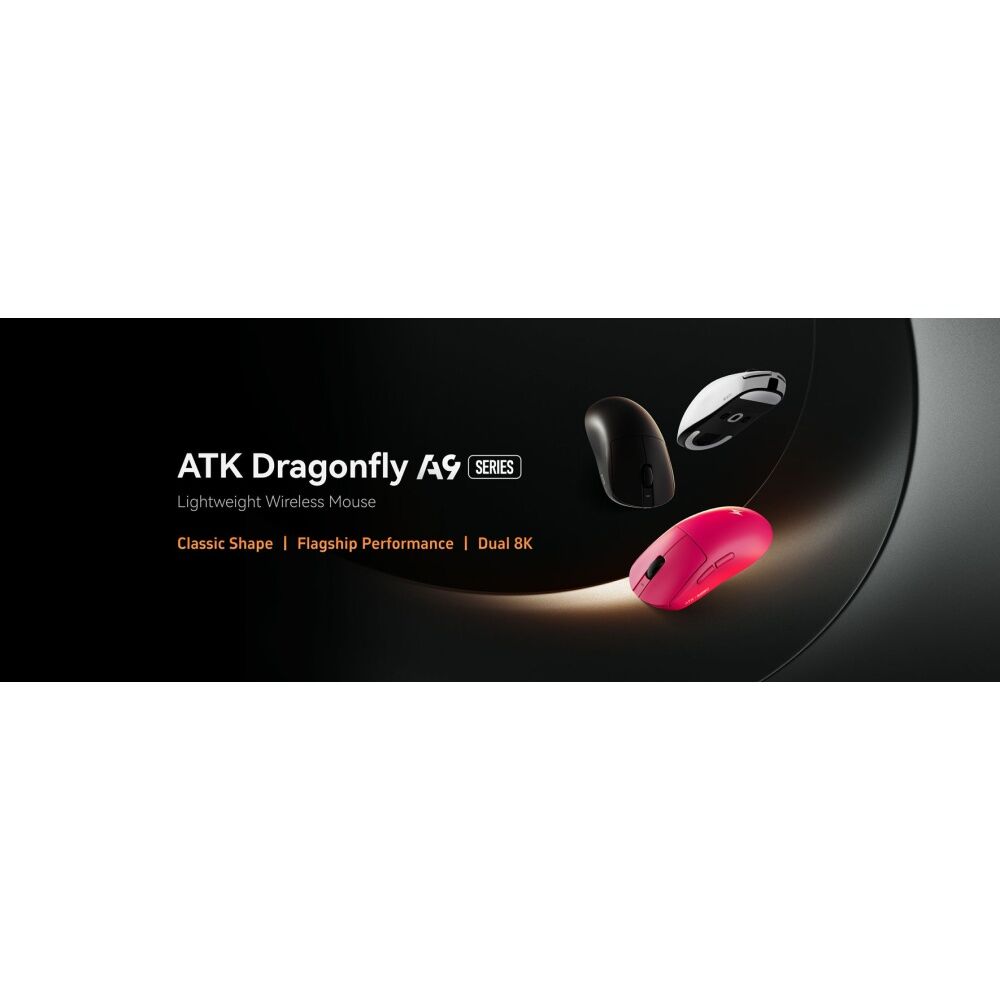 ATK Dragonfly A9 Ultra Lightweight Wireless Mouse 125x64x40mm Pink