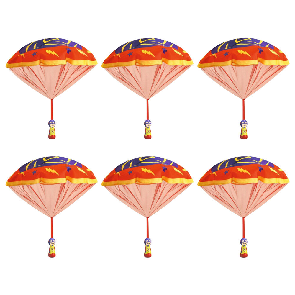 6PK Djeco Flying Hero Wooden H&-Throwing Parachute Set Kids Toy Assorted 4y+