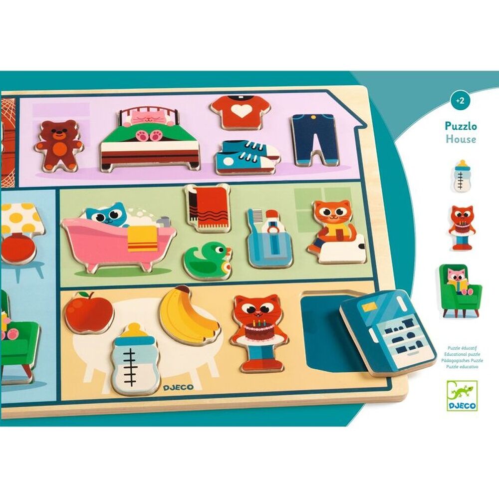 22pc Djeco Wooden House Puzzle Chunky Pieces Kids Toy Fun 2y+