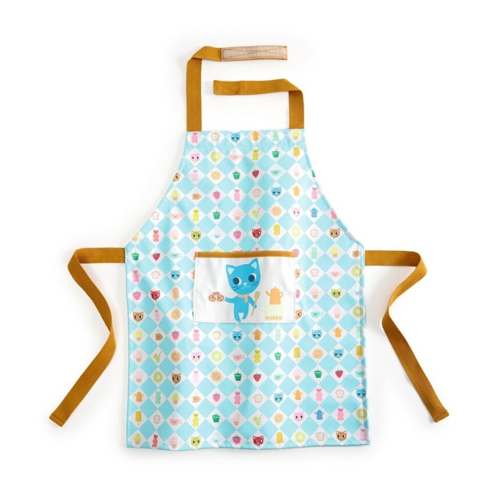 Djeco Kitten Apron Kids Adjustable Polyethylene Cooking With Pocket 2y+