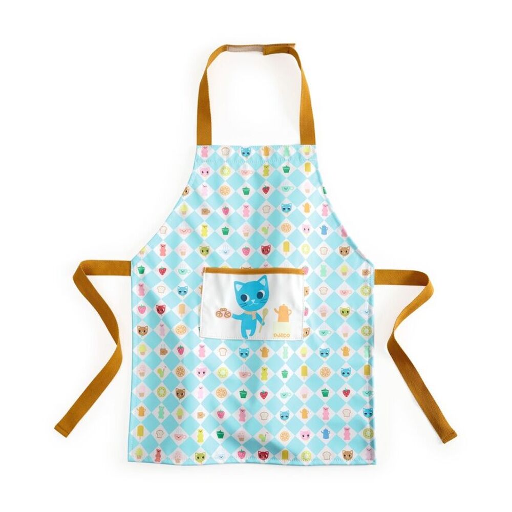 Djeco Kitten Apron Kids Adjustable Polyethylene Cooking With Pocket 2y+