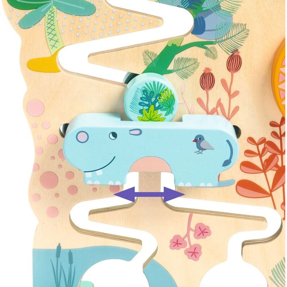 Djeco Cascadou Wooden Sliding Maze Puzzle W/ Animal Theme For Kids 18 Months+