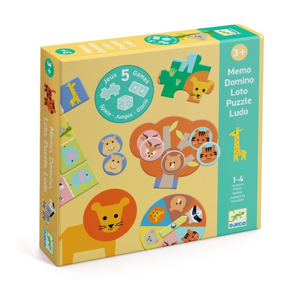 Djeco Wild Animals 5 Game Set Classic Educational Games Kids 3y+