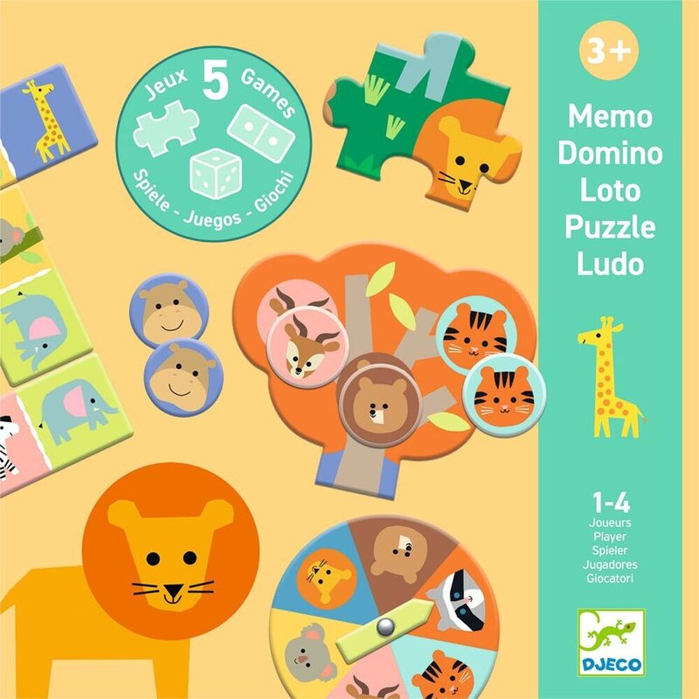 Djeco Wild Animals 5 Game Set Classic Educational Games Kids 3y+