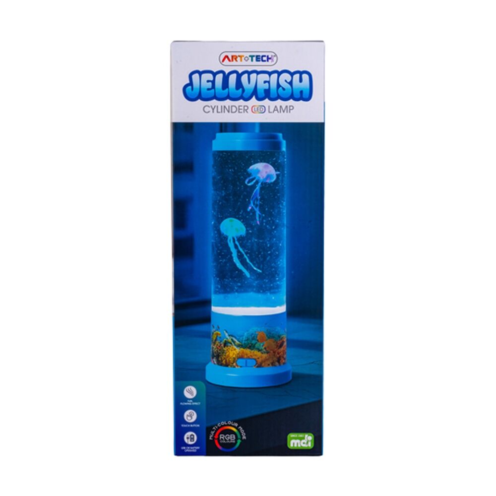Art + Tech Cylinder LED Lamp Jellyfish Colour Changing USB Powered Multicolour