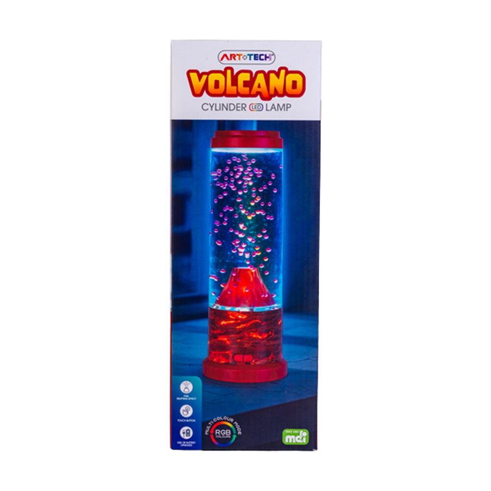 Art + Tech Cylinder LED Lamp Volcano Colour Changing USB Powered Multicolour