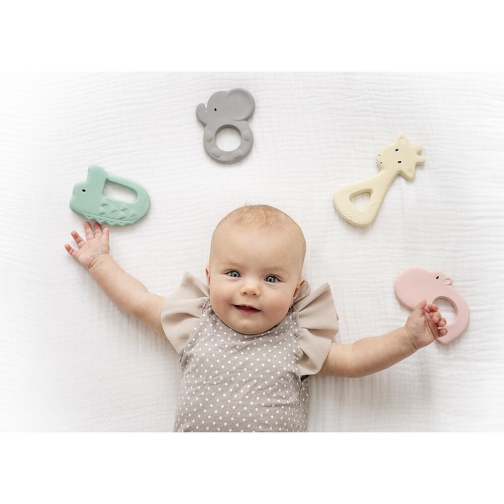 Tikiri Rubber Hippo Flat Teether Boxed Natural Newborn & Up
