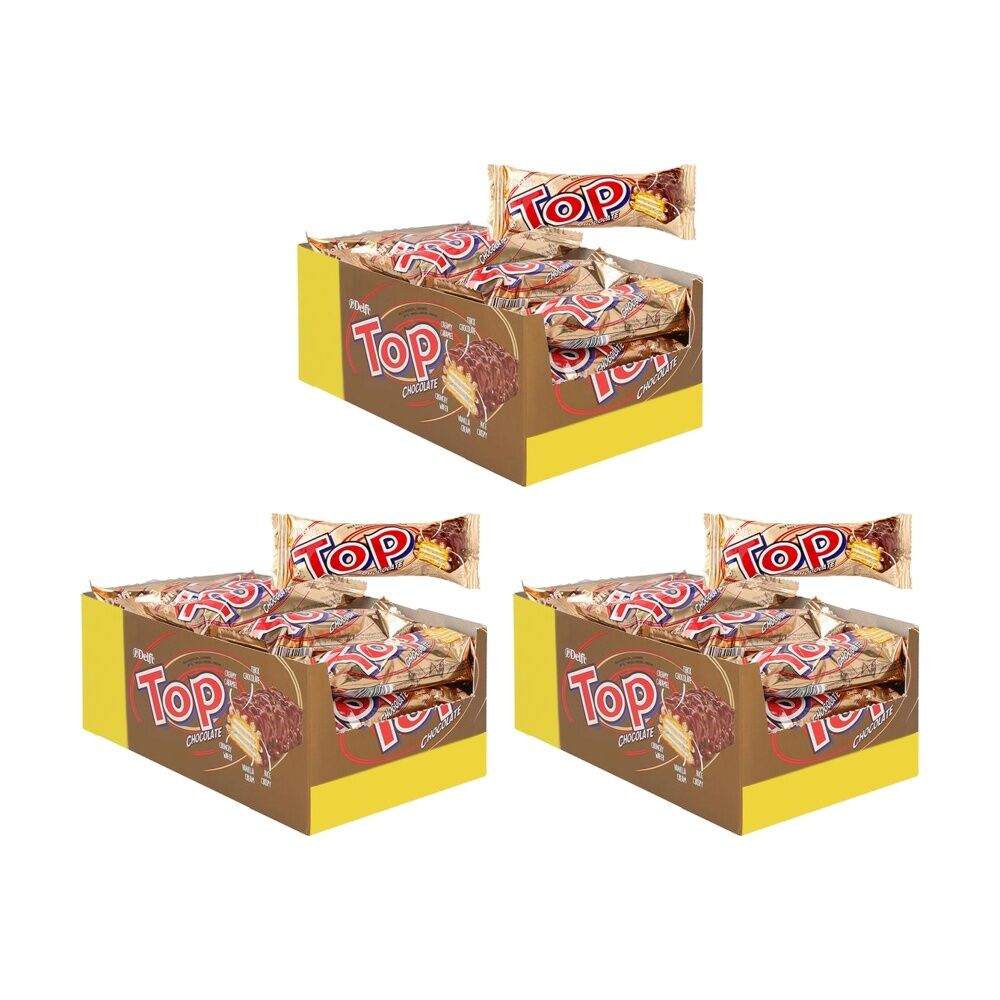3x 24pc Delfi Top Caramel Chocolate Crispy Wafer Confectionery Bar 9g