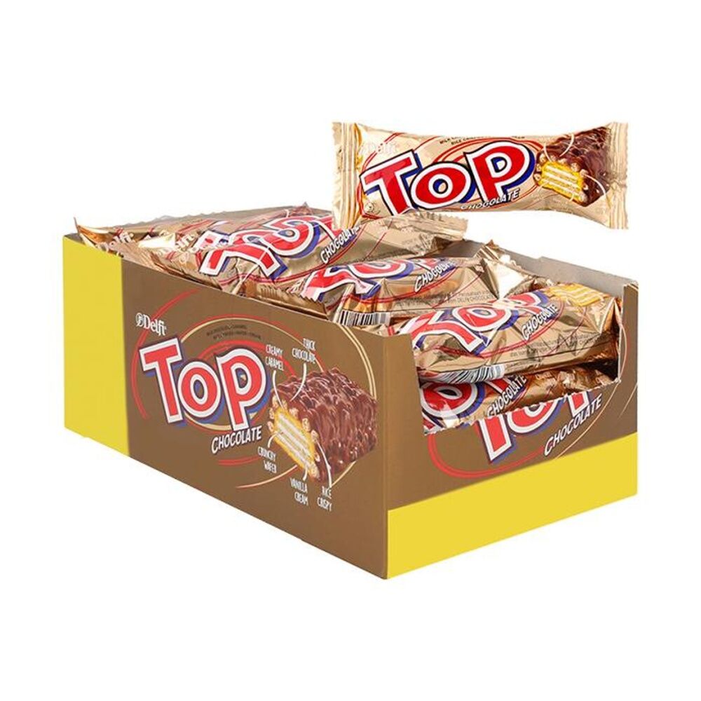 3x 24pc Delfi Top Caramel Chocolate Crispy Wafer Confectionery Bar 9g