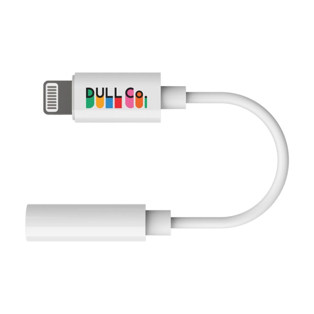 2PK Dull Co. MFi Certified Lighting to AUX Audio Adaptor Apple Compatible White