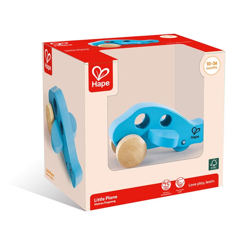 2PK Hape Little Plane Wooden Toy Play Aircraft For Toddlers 10M Blue