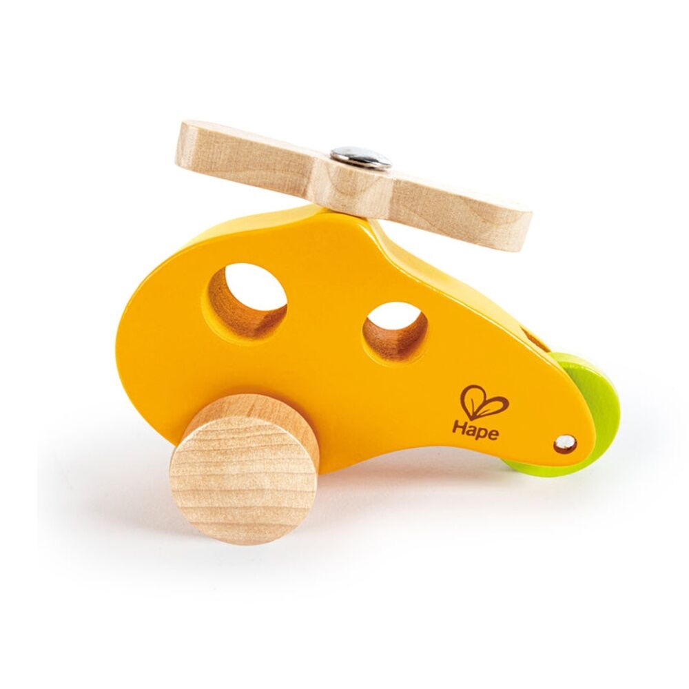 2PK Hape Little Copter Wooden Toy Play Helicopter For Toddlers 10M Orange