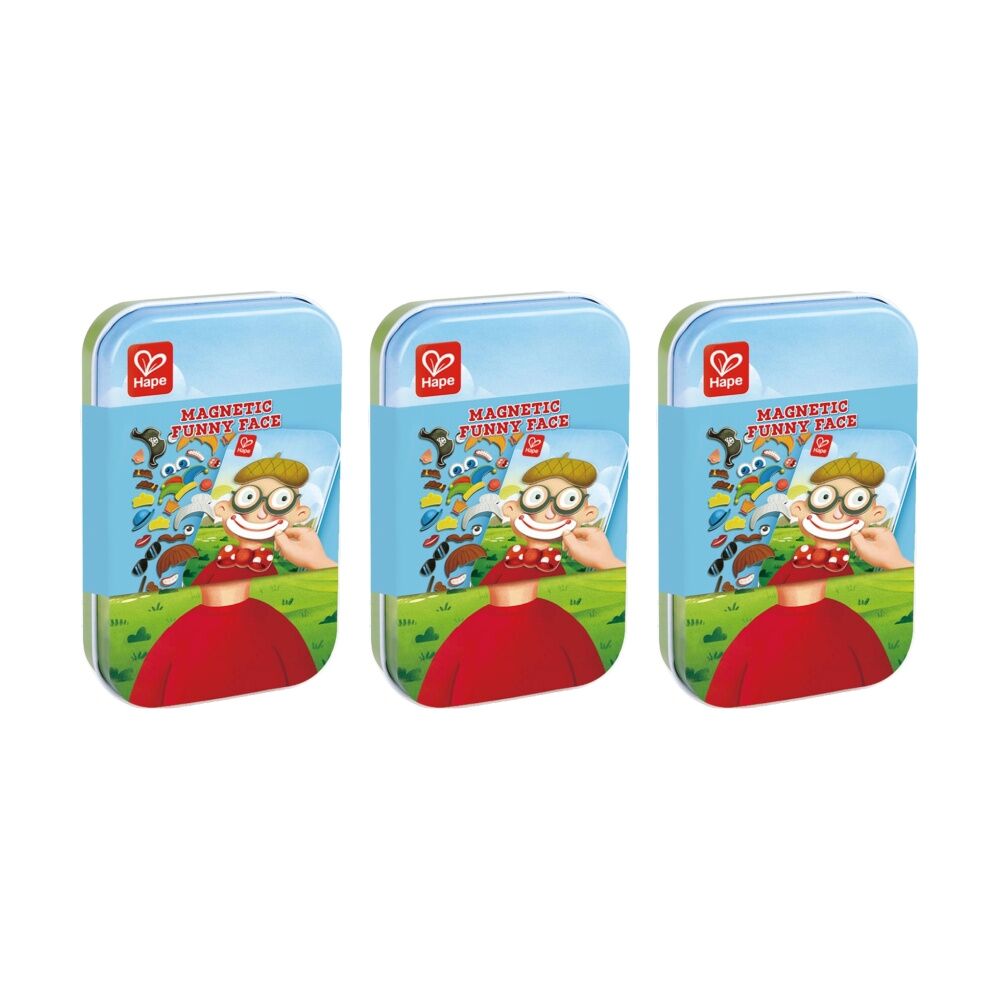 3PK Hape Magnetic Funny Face Wooden Puzzle Toy Game 3y+ Multicolour