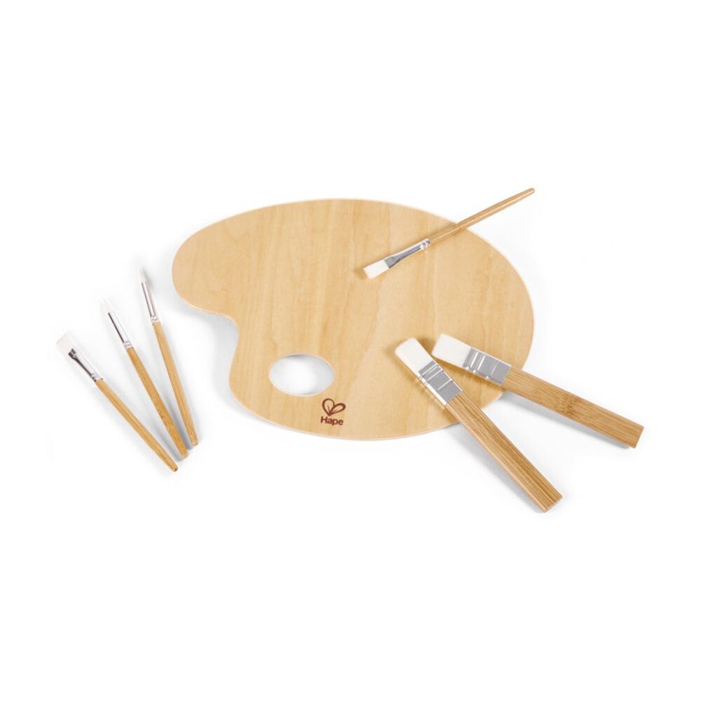 2PK Hape Art Palette And Brush Kit Wooden Craft Kids Set 3y+ Brown