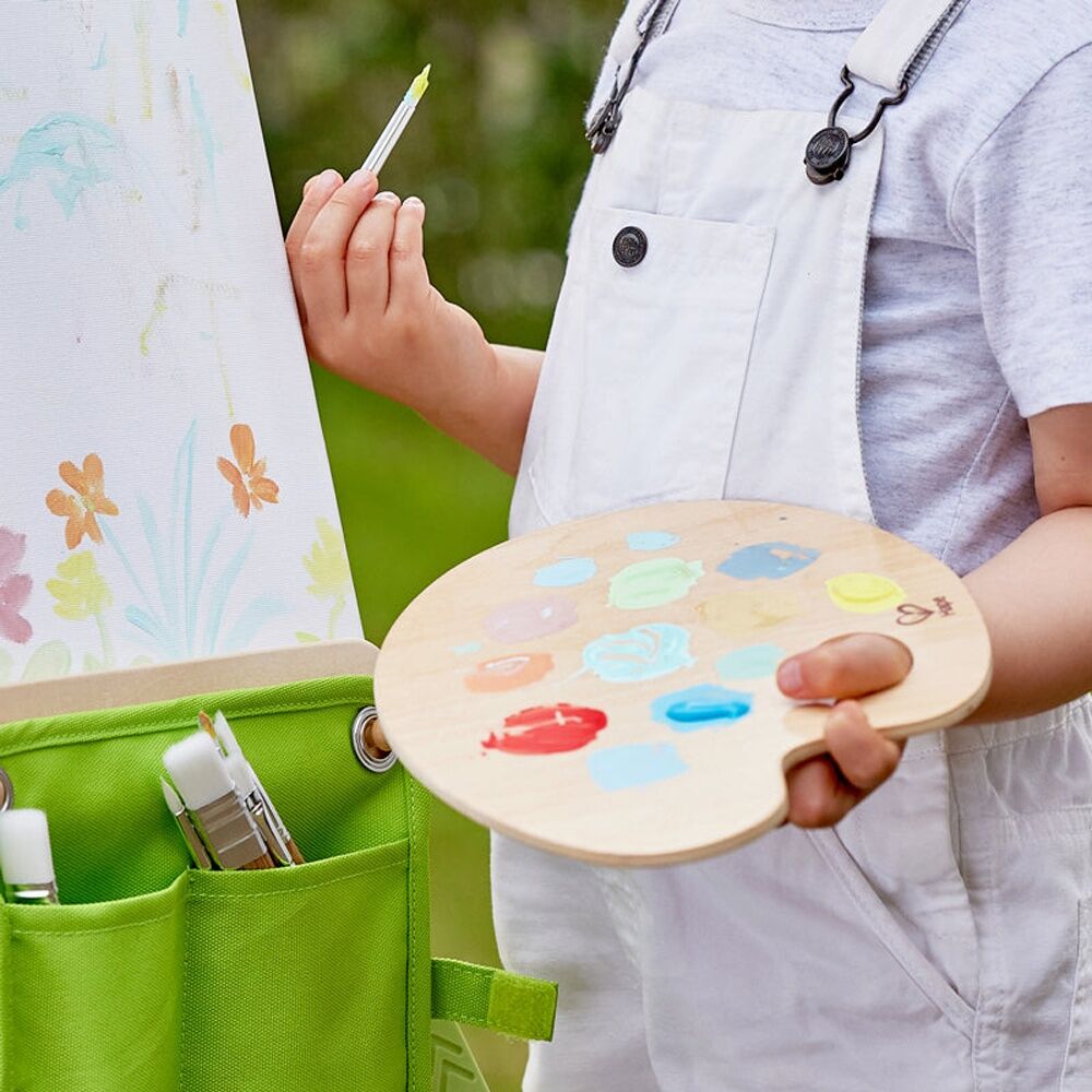 2PK Hape Art Palette And Brush Kit Wooden Craft Kids Set 3y+ Brown