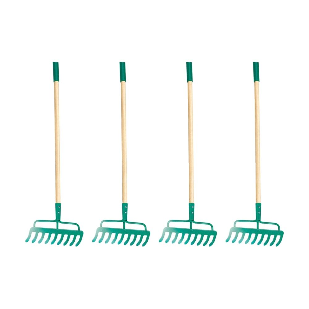 4PK Hape Garden Rake Wooden Gardening Tool Outdoor Kids Toy 4y Green