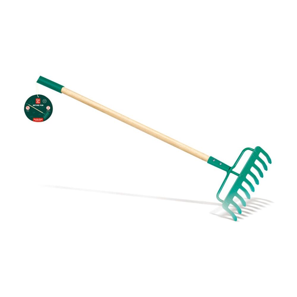 4PK Hape Garden Rake Wooden Gardening Tool Outdoor Kids Toy 4y Green