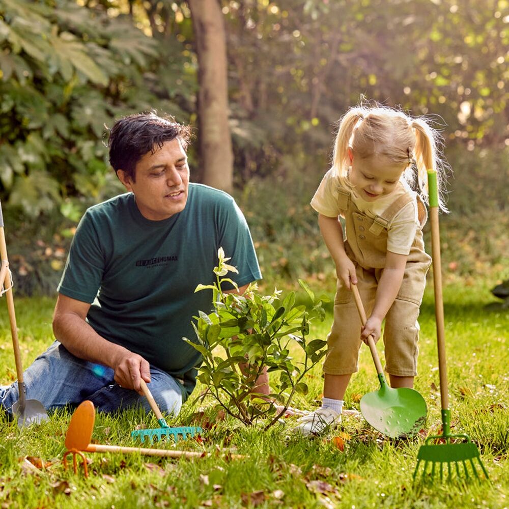 4PK Hape Garden Rake Wooden Gardening Tool Outdoor Kids Toy 4y Green