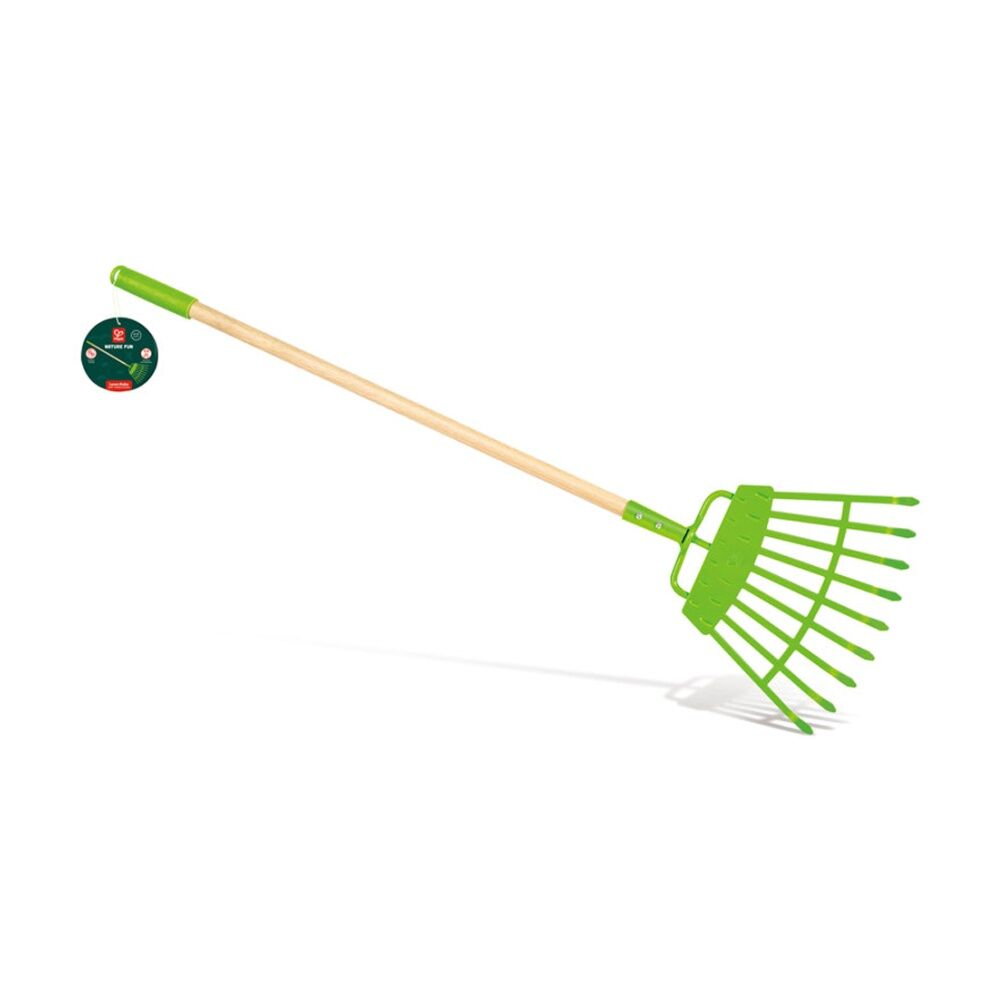 4PK Hape Lawn Rake Wooden Gardening Tool Outdoor Play Kids Toy 4y Green