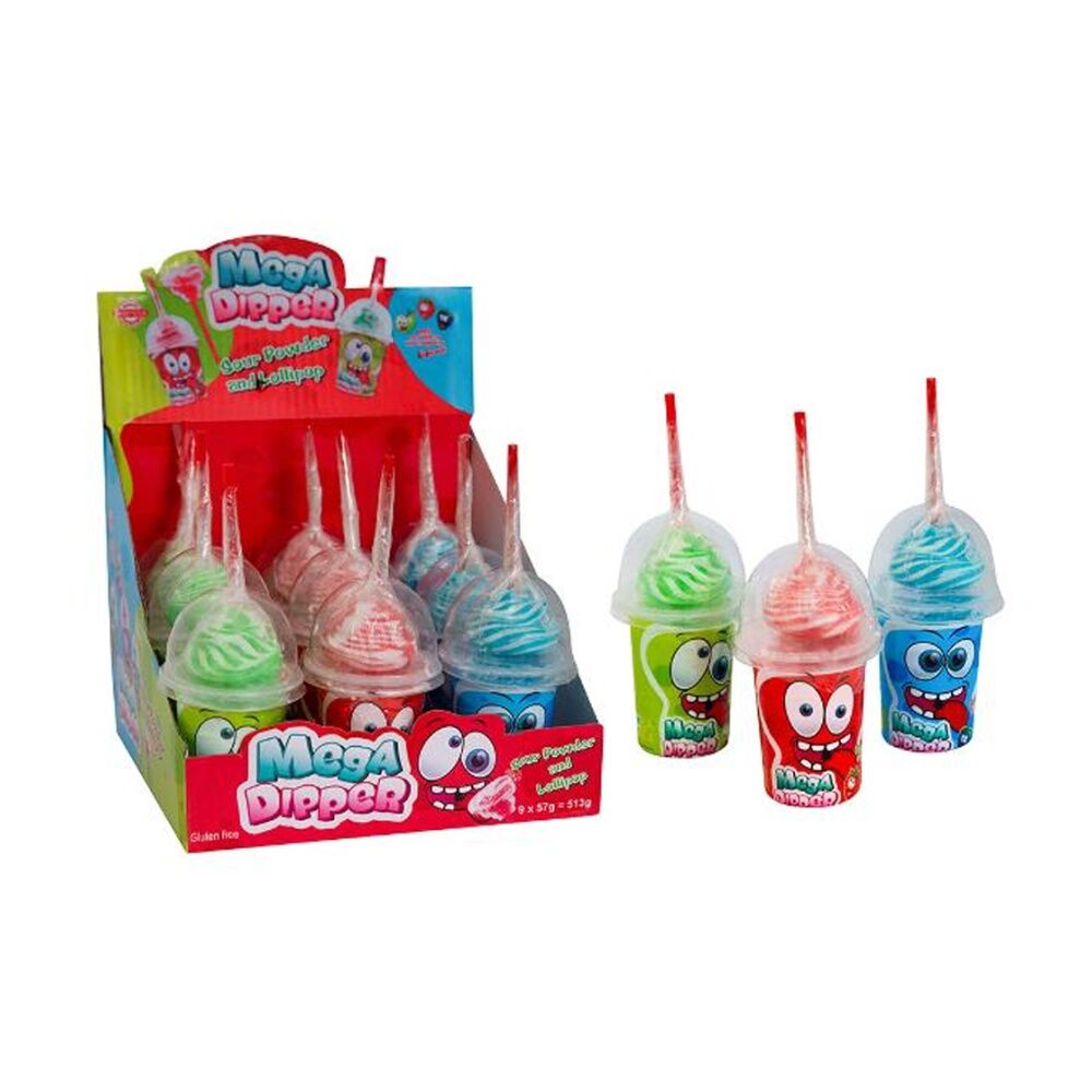 32PK AIT Mega Dipper Sour Powder And Lollipop Candy/Sweet 57g Assorted