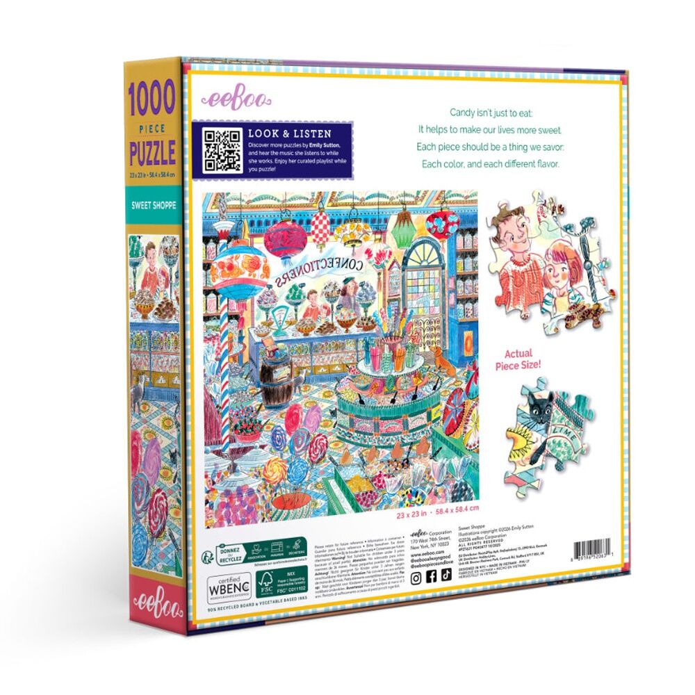 1000pc eeBoo Sweet Shoppe Puzzle Candy Store Scene Educational Play 8y+