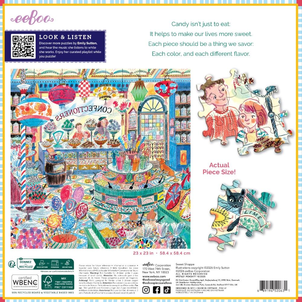 1000pc eeBoo Sweet Shoppe Puzzle Candy Store Scene Educational Play 8y+