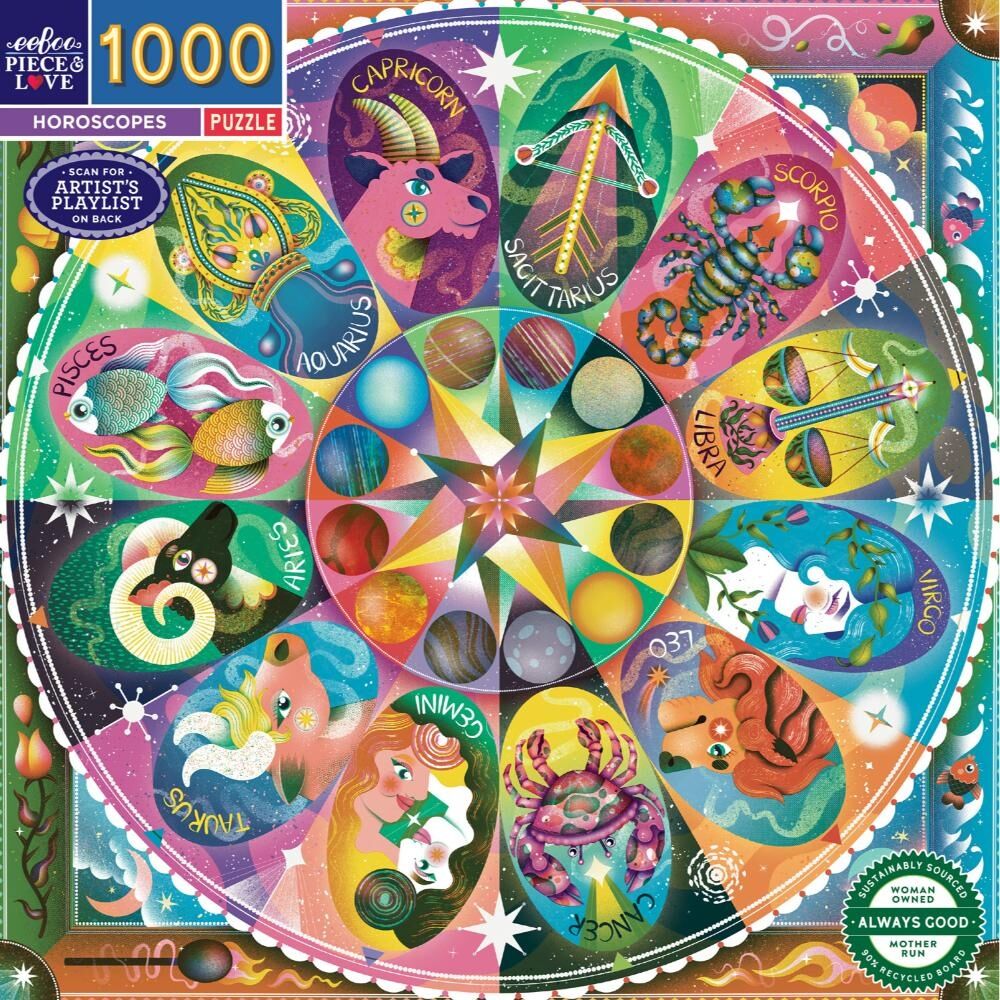 1000pc eeBoo Horoscopes Puzzle Zodiac Sign Themed Artwork 12y+