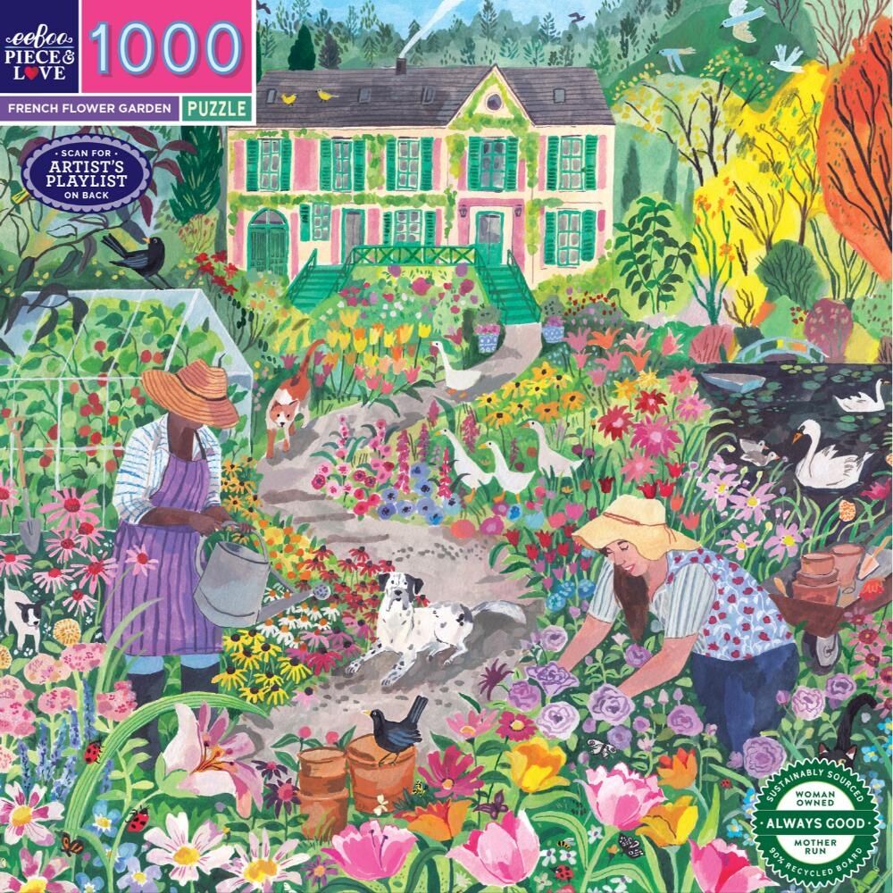 1000pc eeBoo Puzzle French Flower Garden Scene Artwork Game 12y+