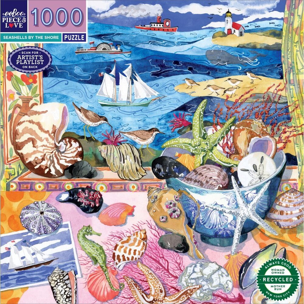 1000pc Eeboo Puzzle Seashell Shore Coastal Theme Kids Activity 12y+