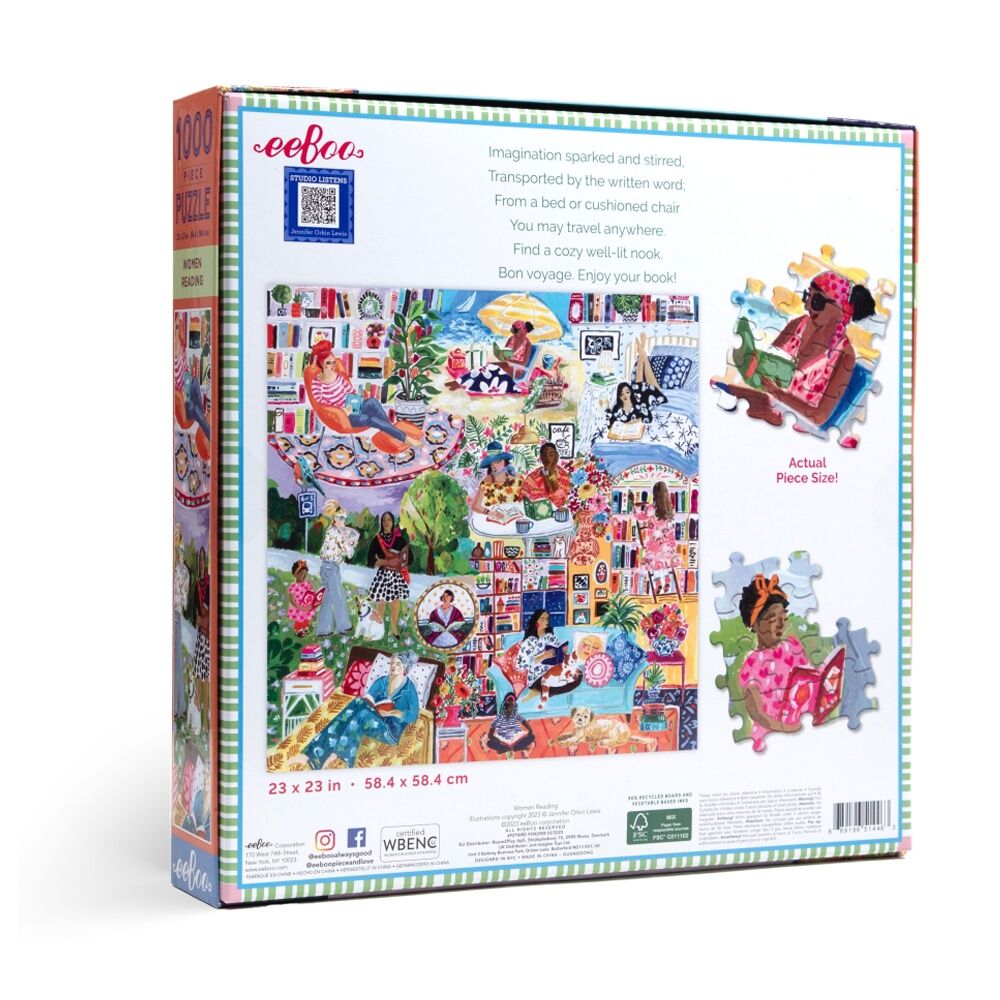1000pc Eeboo Square Puzzle Women Reading Kids Activity 12y+ 58cm