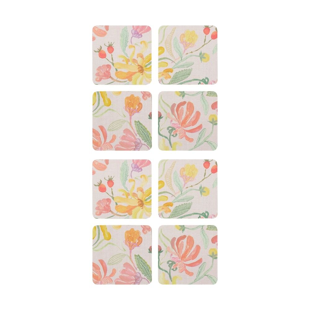 2x 4pc Ecology Midsummer Botanical Florals Rectangle Coasters 10cm