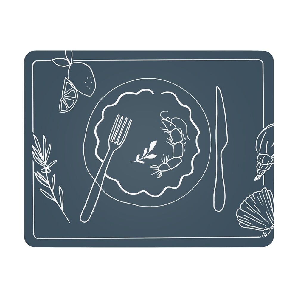 2x 4pc Ecology Ocean Feast Inspired Dinner Placemats W/ Cork Backing 34x26.5cm