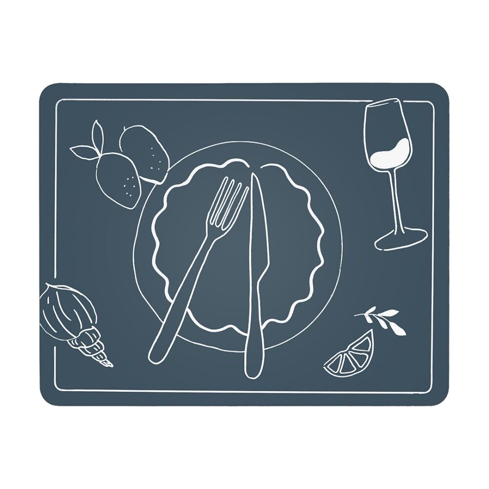 2x 4pc Ecology Ocean Feast Inspired Dinner Placemats W/ Cork Backing 34x26.5cm