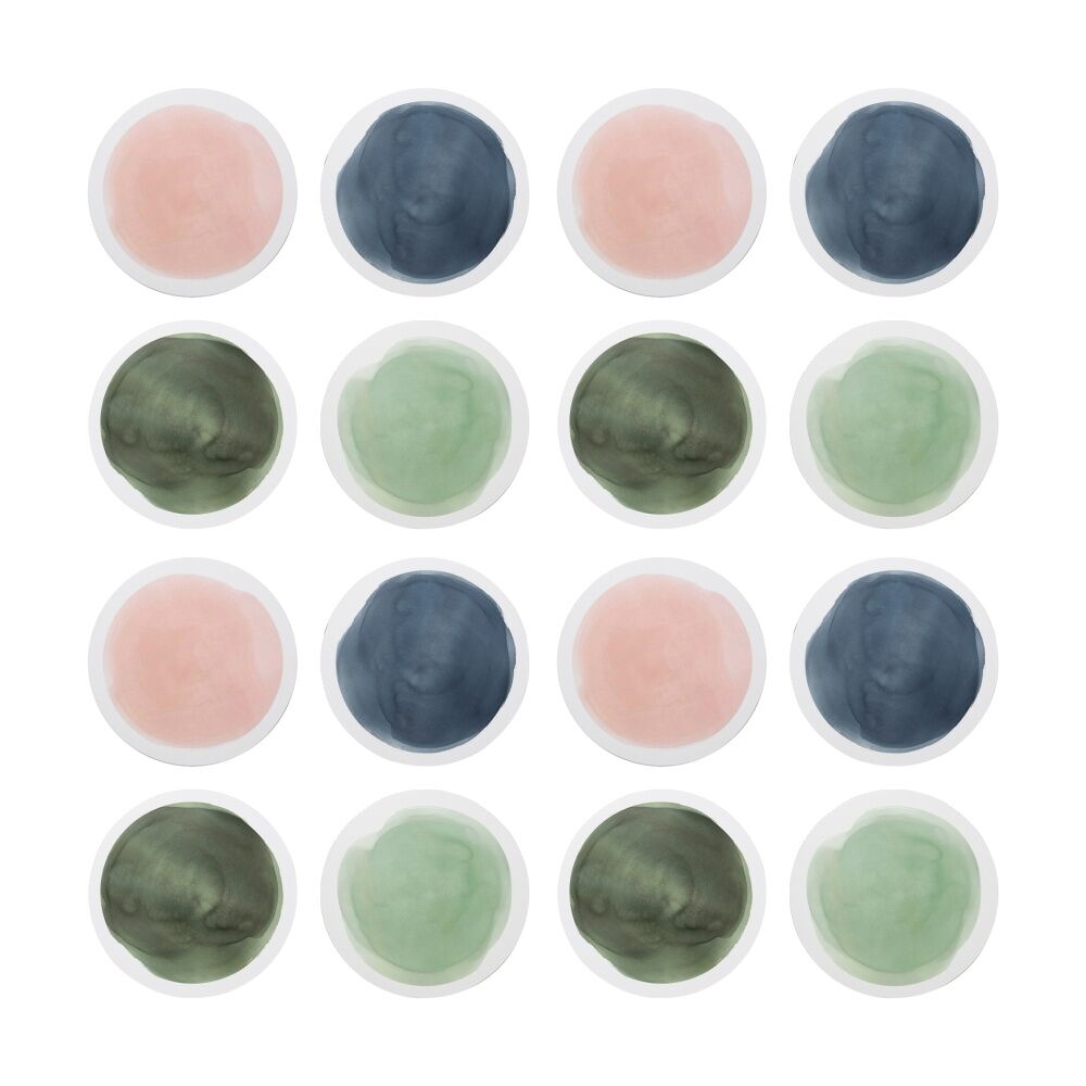 4x 4pc Ecology Watercolour Seaside Circle Coasters W/ Cork Backing Earth Tones