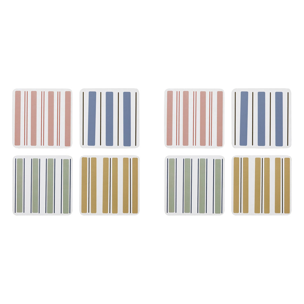 2x 4pc Ecology Classic Beach Harbour Striped Rectangle Coasters 10cm