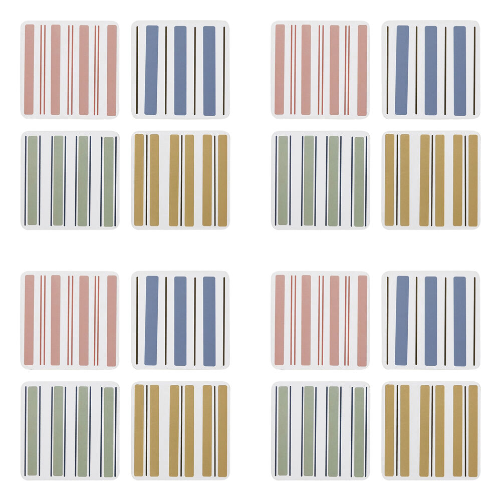 4x 4pc Ecology Classic Beach Harbour Striped Rectangle Coasters 10cm