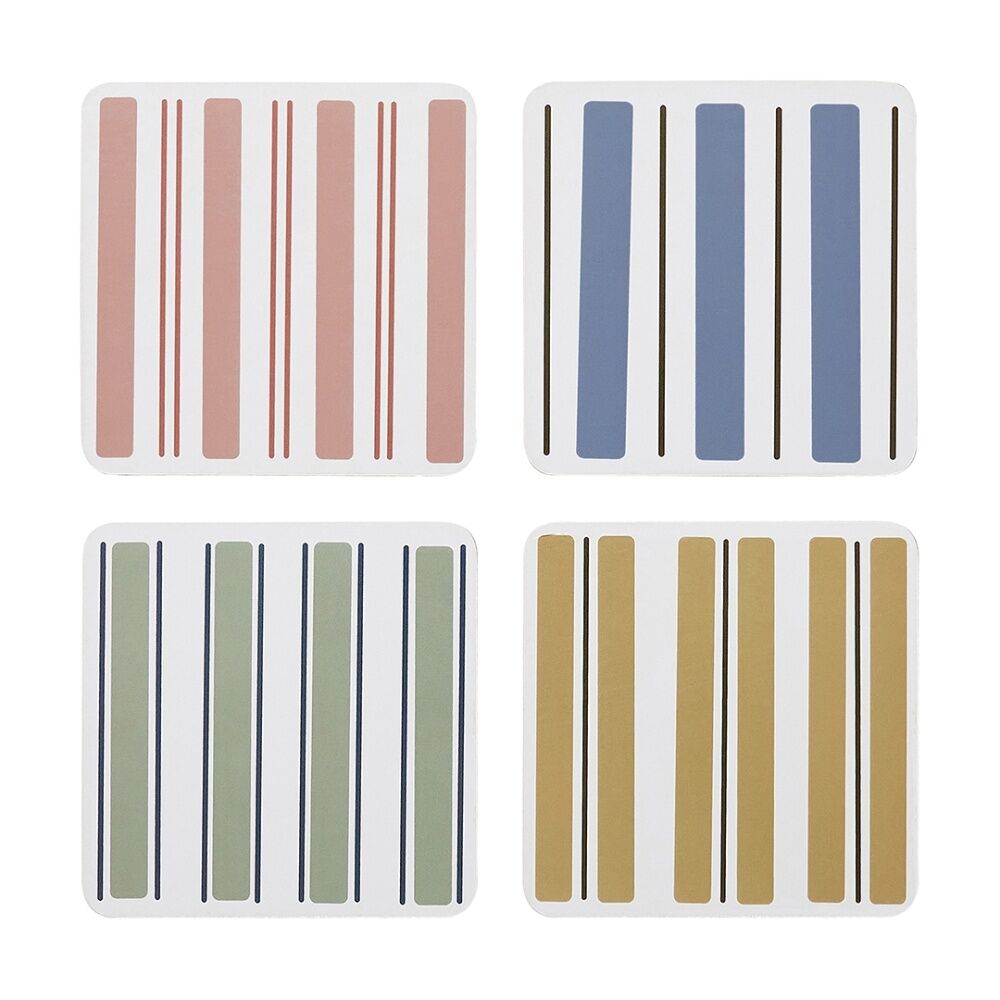 4x 4pc Ecology Classic Beach Harbour Striped Rectangle Coasters 10cm
