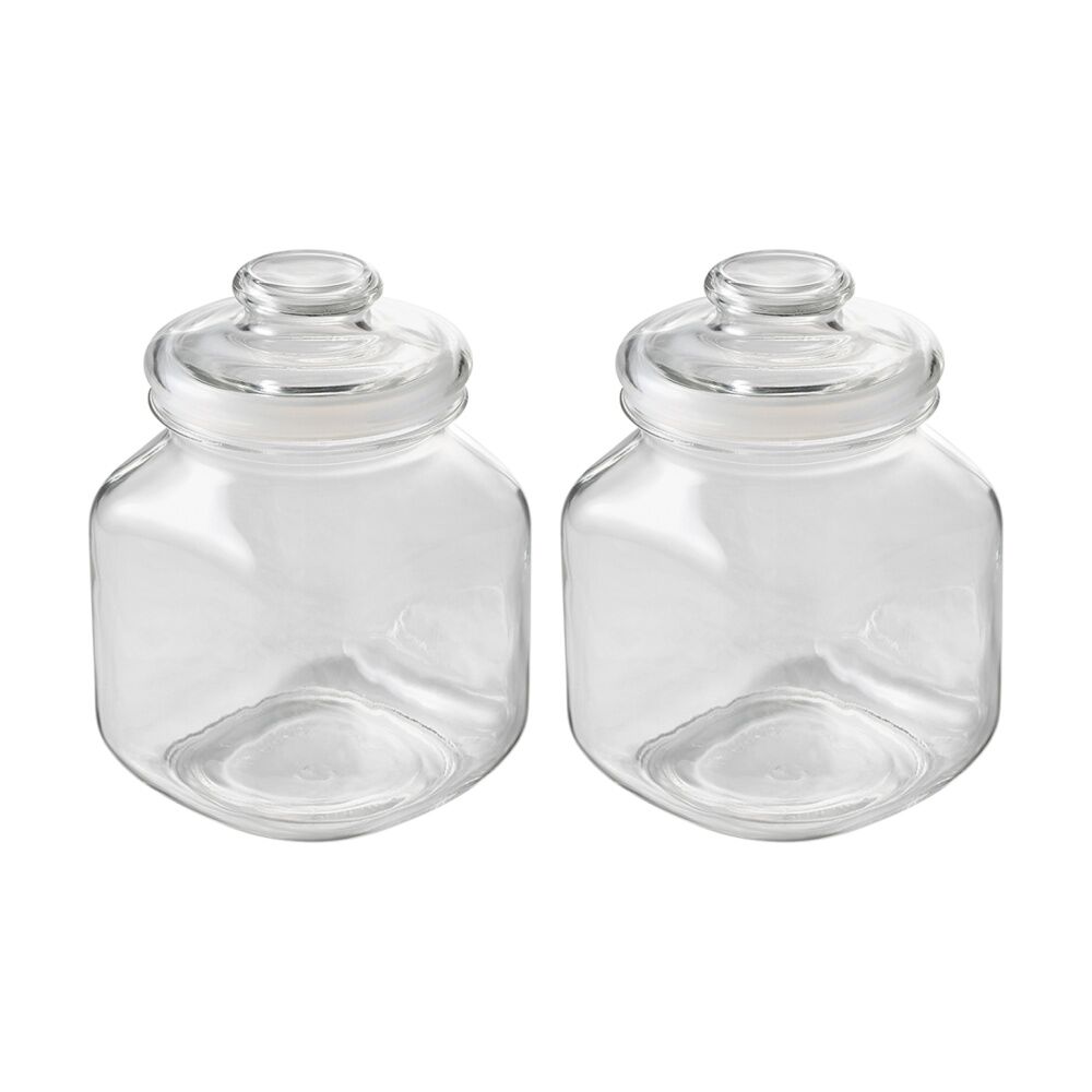 2PK Ecology Riserva Square Kitchen Pantry Jar With Airtight Lid 2L