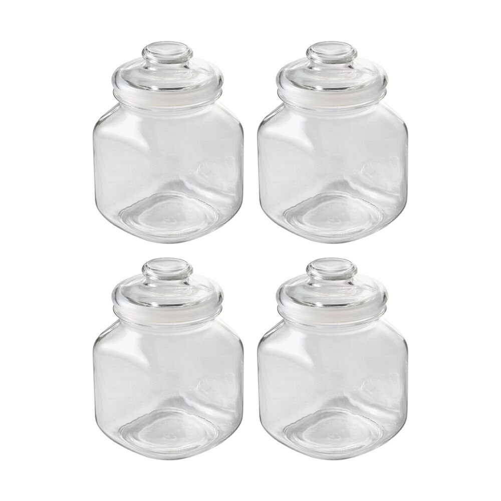 4PK Ecology Riserva Square Kitchen Pantry Jar With Airtight Lid 2L