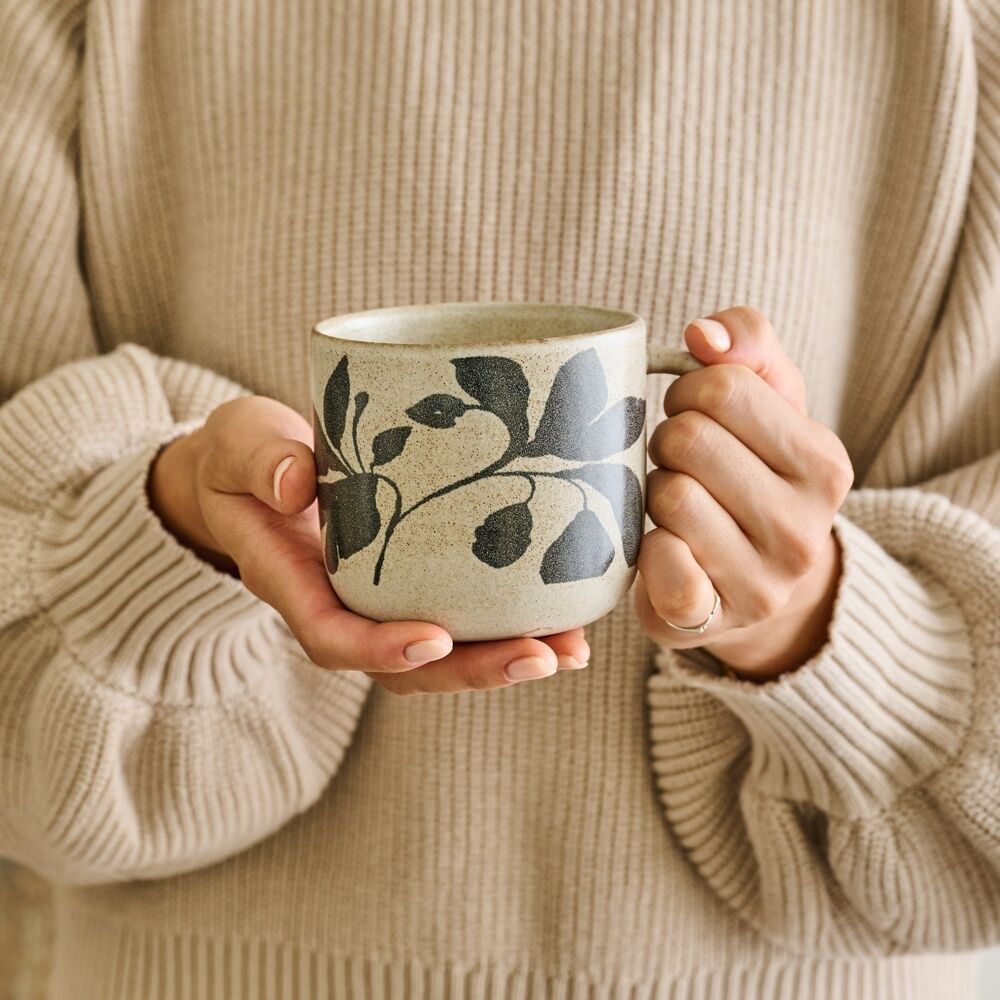 6PK Ecology Floral Silhouettes Cecile Coffee Mug Midnight Charcoal 380ml