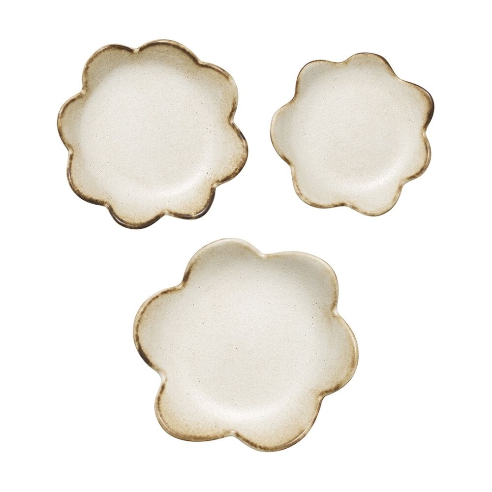 2x 3pc Ecology Floral Flower Silhouette Plates Set Cecile Stoneware