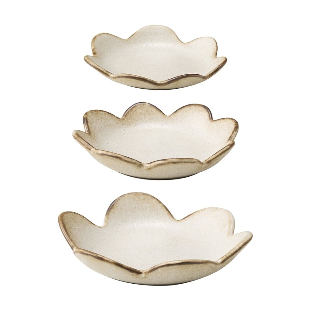 2x 3pc Ecology Floral Flower Silhouette Plates Set Cecile Stoneware